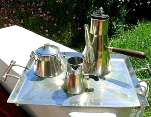 ART DECO 3 PIECE COFFEE / MOCCA SET ON TRAY.
