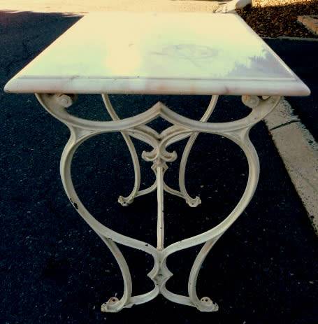 ANTIQUE METAL STAND WITH MARBLE TOP. collection only