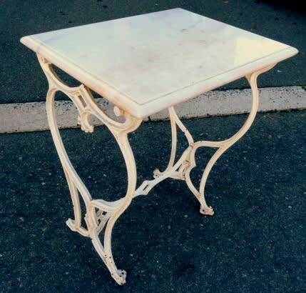 ANTIQUE METAL STAND WITH MARBLE TOP. collection only