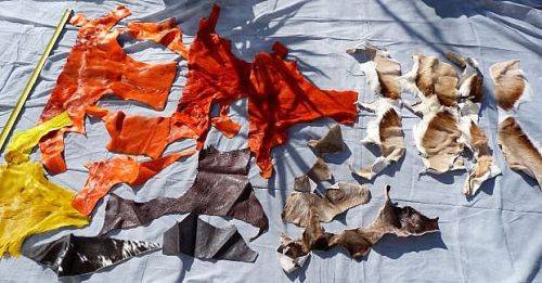 GENUINE FUR AND LEATHER, OSTRICH, SPRINGBOK ETC.  FOR CRAFTING AND ART