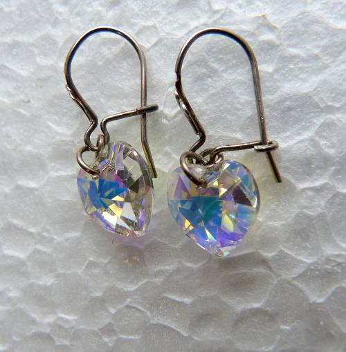 VINTAGE SWAROVSKI RAINBOW CRYSTAL EARRINGS ON STERLING SILVER. UNUSED