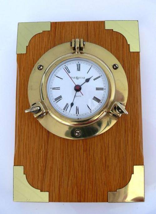 BAROSTAR PORTHOLE STYLE BRASS QUARTZ CLOCK,MADE IN FRANCE5