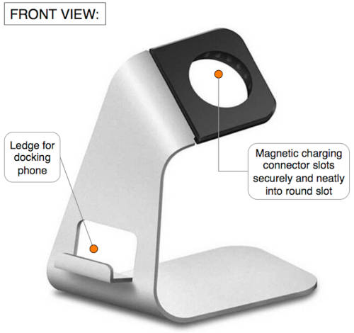 Dual Charging Dock for Apple Watch and iPhone by Zonabel - Silver Metal
