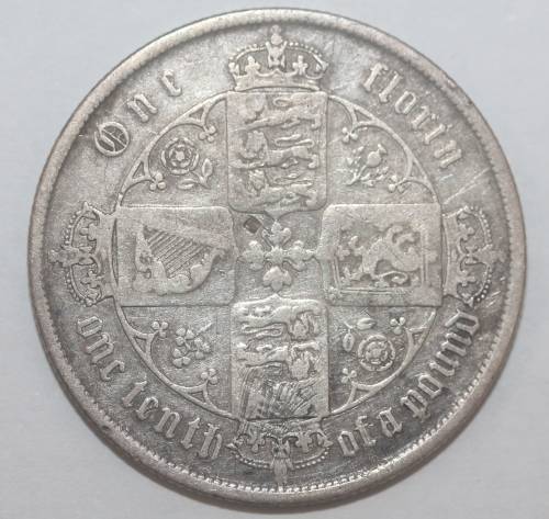 1853 British Gothic Florin (MDCCCLIII)