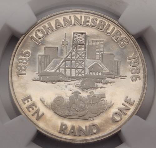 1986 SA Silver R1 - Jhb Anniversary NGC Graded PF64 UC