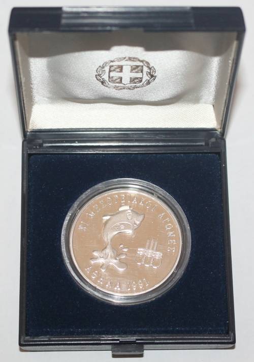 1991 500 Drachmes (Mediterranean Games) Proof Coin in Box