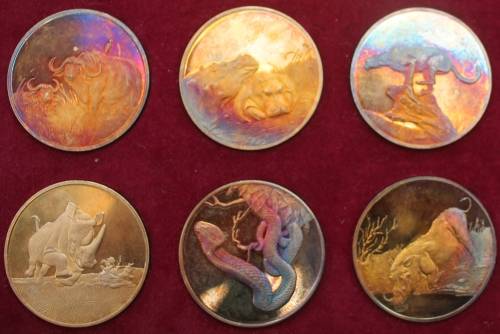 50th Anniversary Gold Plated Sterling Silver Medallion Wildlife Set with Beautiful Toning