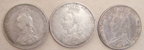 X 3 Great Britain Shilling 1887, 1889, 1890 (one bid for all)