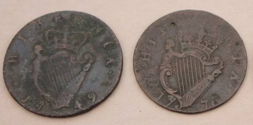 1749 and 1776 Half pennies from Ireland - Rare (one bid for both)