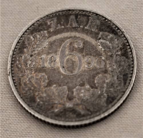 1896 ZAR 6 pence (nice toning)