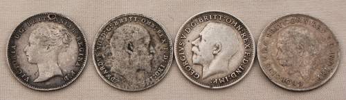 X4 Silver British 3 pence ( Bid per coin to take all )