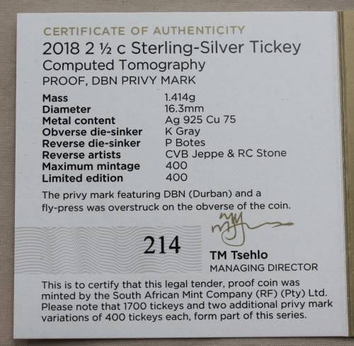 2018 Durdan Flypress Proof Tickey