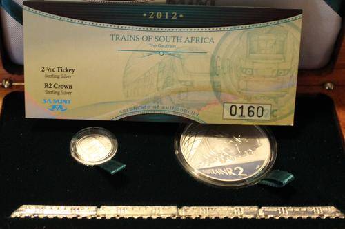 2012 Gautrain Silver Proof Set Containing the Silver Gautrain Miniture