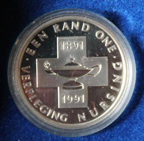 1991 Silver Protea Proof R1 **Nursing** in SA Mint Box