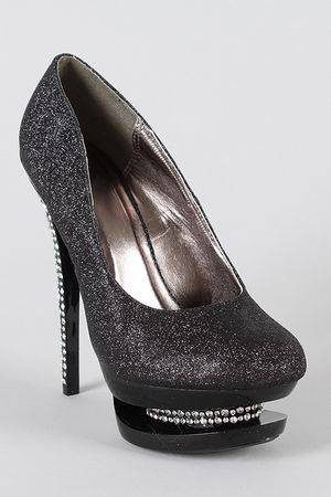Sale- Gorgeous Black glitter and jewel heels 3.5
