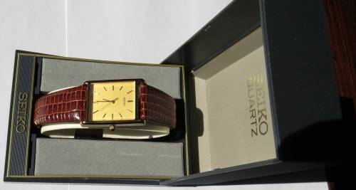 SEIKO GOLD TONE LADIES BROWN LIZARD LEATHER  STRAP WATCH