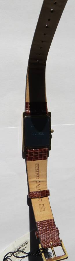 SEIKO GOLD TONE LADIES BROWN LIZARD LEATHER  STRAP WATCH