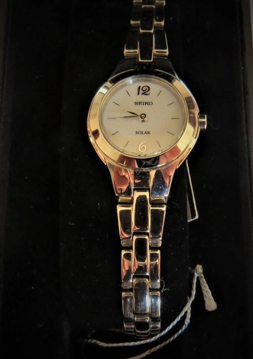 SEIKO SOLAR PETITE WHITE DIAL LADIES DRESS WATCH