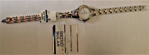 SEIKO SOLAR PETITE WHITE DIAL LADIES DRESS WATCH