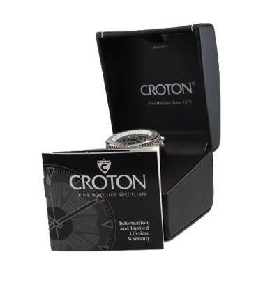 CROTON GENTS  SWISS MOVEMENT DATE BLACK LEATHER WATCH