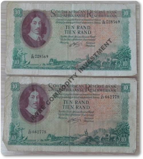 ** G RISSIK ** TEN RAND NOTE (X2) ONE LOT !! STARTING @ R1