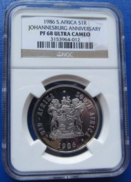 ** SECOND FINEST ** 1986 SR1 JOHANNESBURG ANNIVERSARY PF68 ULT CAM !! R1 START