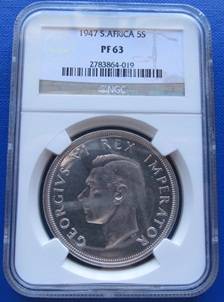 ** HIGH GRADE** 1947 5SHILLING PF63 NGC !! R1 START