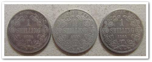 ** GREAT DETAIL ** 1894 1 SHILLING (X3 COMBO SET) - ONE LOT!! STARTING @ R1
