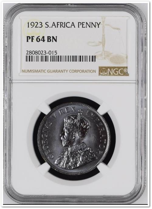GEO V 1923  PENNY NGC PROOF 64 BN !!! R1 START.........