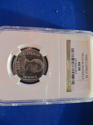 2000 Smiling Mandela R5 - AU 58 NGC