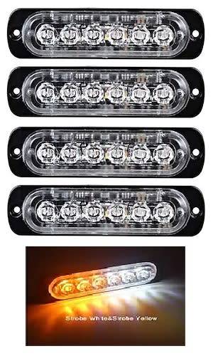 Reflector Light - 12V - 24V 18W LED Reflector Light - White & Amber(Yellow) LED Flash Warning Light