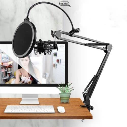 Microphone + Stand - 3.5mm Jack PC/Mobile Condenser Microphone with Desk Clamp Stand