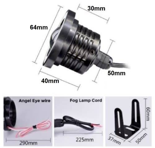 Fog Lights - LED Angel Eye Fog Light - 64mm White Fog + White Angel Right LED Fog Light