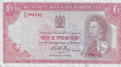 (Item 144) 2 x £1 Rhodesia Bank Notes 1964 and 1966