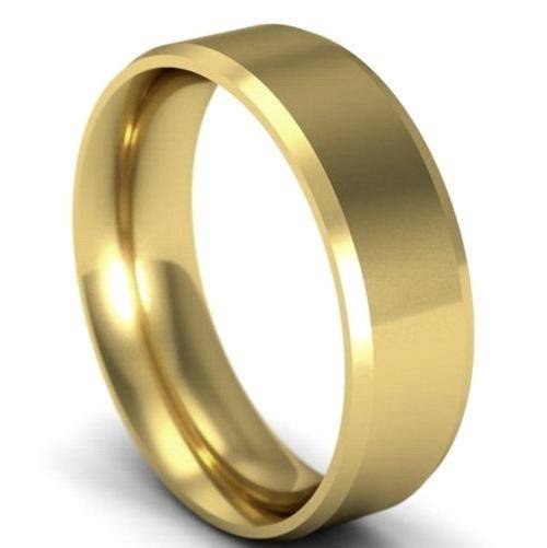8mm Gold Plated Stainless Steel Men`s Ring- Size 11