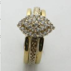 0.62ctw Clear Cubic Zirconia 3 Piece Wedding Set in 9ct Yellow Gold and 925 Sterling Silver- Size O