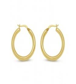 Genuine 9ct Yellow Gold Oval Hoop Earrings