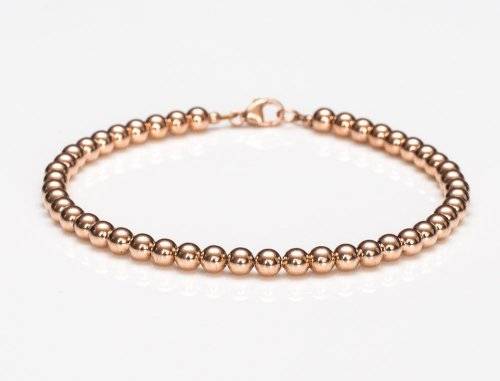 Genuine 19cm 925 Sterling Silver Bead Bracelet with 9ct Rose Gold Plating