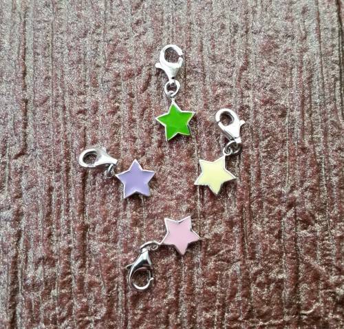 Pink Enamel Star Charm in 925 Sterling Silver