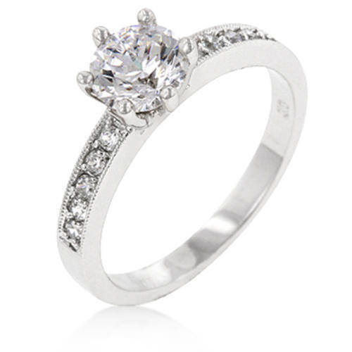 1.00ct(CENT) Cubic Zirconia Engagement Ring in 925 Sterling Silver- Size 7