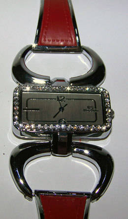 Ladies Red Leatherette Analogue Watch