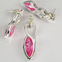 ***925 STERLING SILVER**Marquise Cut Pink Ice CZ Pendant & Earring Set***
