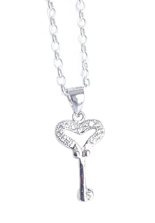 CZ Key Pendant in 925 Sterling Silver