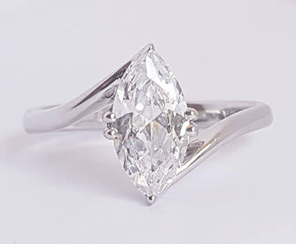 CD DESIGNER JEWELRY* 2ct Marquise CZ Split Band Ring in 925 Sterling Silver- Size 8.5