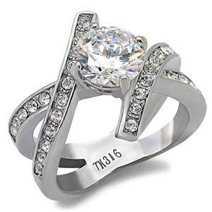 2.16ctw CubicZirconia Stainless Steel Ring Size 5/ 6/ 10