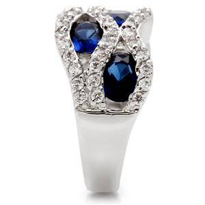 Sapphire and Clear CZ Wave Ring- Size 10