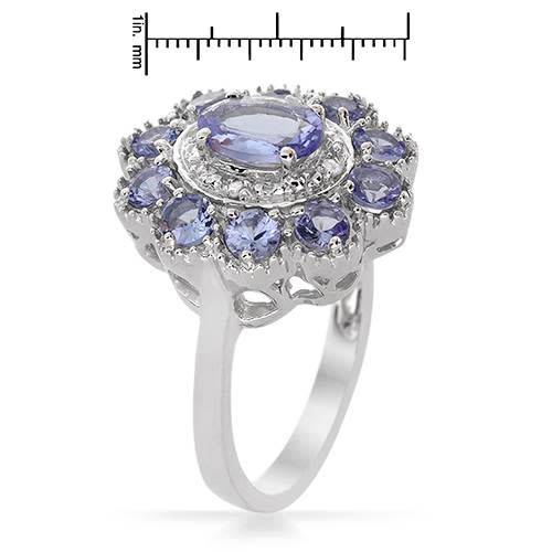 1.77ctw Natural Tanzanite and Diamond Dress Ring in 925 Sterling Silver- Size 7