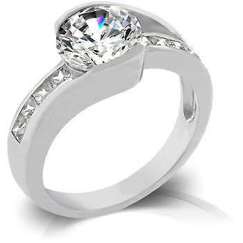 Round cut Clear CubicZirconia Engagement Style Ring- Size 9/10