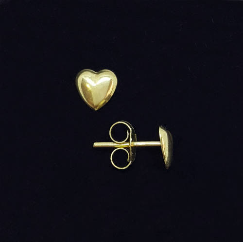 9ct Yellow Gold Heart Stud Earrings