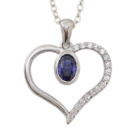 *CD DESIGNER JEWELRY*1.01ct Tanzanite & Clear CZ Heart Pendant in 925 Sterling Silver